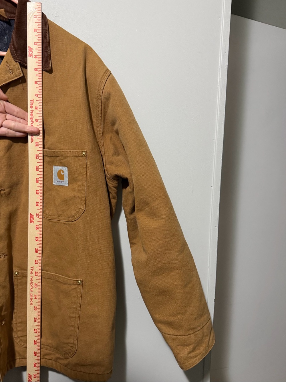 Vintage Carhartt Brown Duck Work Jacket with Dark Corduroy Collar - Picture 6 of 7